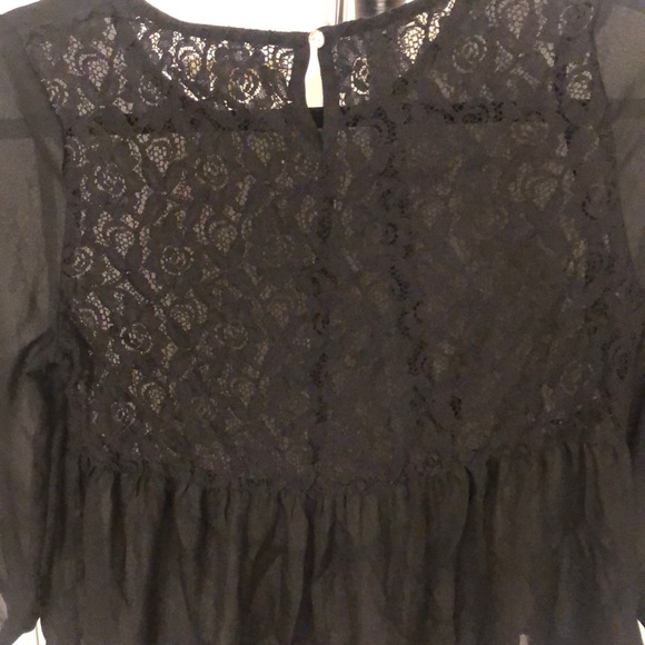 Black Sheer Peplum Top with Lace Back - Picture 2 of 2